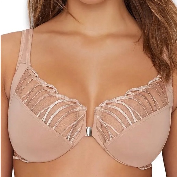 SOLD!π₯³Paramour Angie Front Silver Hook Closure Minimizer Bra 34H - Picture 3 of 14